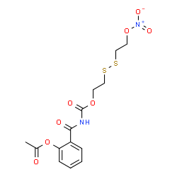 ChemSpider 2D Image | 2-{[(2-{[2-(Nitrooxy)ethyl]disulfanyl}ethoxy)carbonyl]carbamoyl}phenyl acetate | C14H16N2O8S2