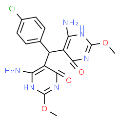 ChemSpider 2D Image | 5,5'-[(4-Chlorophenyl)methylene]bis(6-amino-2-methoxy-4(1H)-pyrimidinone) | C17H17ClN6O4