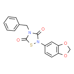 ChemSpider 2D Image | 2-(1,3-Benzodioxol-5-yl)-4-benzyl-1,2,4-thiadiazolidine-3,5-dione | C16H12N2O4S