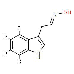 ChemSpider 2D Image | (1E)-N-Hydroxy-2-[(4,5,6,7-~2~H_4_)-1H-indol-3-yl]ethanimine | C10H6D4N2O