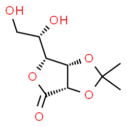 ChemSpider 2D Image | (3aS,6R,6aS)-6-[(1S)-1,2-Dihydroxyethyl]-2,2-dimethyldihydrofuro[3,4-d][1,3]dioxol-4(3aH)-one | C9H14O6