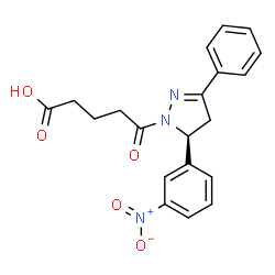 ChemSpider 2D Image | 5-[(5S)-5-(3-Nitrophenyl)-3-phenyl-4,5-dihydro-1H-pyrazol-1-yl]-5-oxopentanoic acid | C20H19N3O5