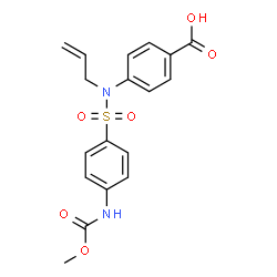 ChemSpider 2D Image | 4-[Allyl({4-[(methoxycarbonyl)amino]phenyl}sulfonyl)amino]benzoic acid | C18H18N2O6S