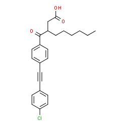 ChemSpider 2D Image | 3-{4-[(4-Chlorophenyl)ethynyl]benzoyl}nonanoic acid | C24H25ClO3