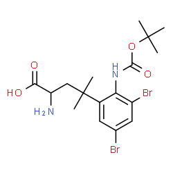ChemSpider 2D Image | 2-Amino-4-[3,5-dibromo-2-({[(2-methyl-2-propanyl)oxy]carbonyl}amino)phenyl]-4-methylpentanoic acid | C17H24Br2N2O4