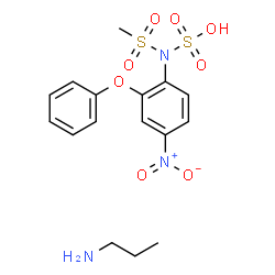 ChemSpider 2D Image | (Methylsulfonyl)(4-nitro-2-phenoxyphenyl)sulfamic acid - 1-propanamine (1:1) | C16H21N3O8S2