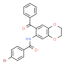 ChemSpider 2D Image | N-(7-Benzoyl-2,3-dihydro-1,4-benzodioxin-6-yl)-4-bromobenzamide | C22H16BrNO4