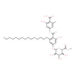 ChemSpider 2D Image | 4-[(4-Carboxy-3-hydroxy-5-methylphenoxy)carbonyl]-3-hydroxy-5-pentadecylphenyl methyl beta-D-glucopyranosiduronate | C37H52O13