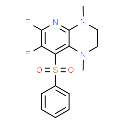 ChemSpider 2D Image | 6,7-Difluoro-1,4-dimethyl-8-(phenylsulfonyl)-1,2,3,4-tetrahydropyrido[2,3-b]pyrazine | C15H15F2N3O2S
