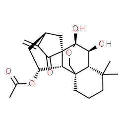 ChemSpider 2D Image | (6alpha,7beta,8alpha,10alpha,11beta)-6,7-Dihydroxy-15-oxo-7,20-epoxykaur-16-en-11-yl acetate | C22H30O6