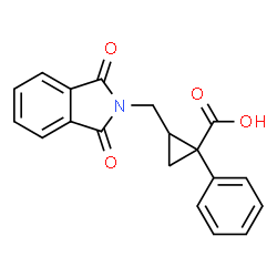 ChemSpider 2D Image | 2-[(1,3-Dioxo-1,3-dihydro-2H-isoindol-2-yl)methyl]-1-phenylcyclopropanecarboxylic acid | C19H15NO4