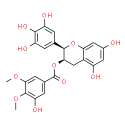 ChemSpider 2D Image | (2R,3R)-5,7-Dihydroxy-2-(3,4,5-trihydroxyphenyl)-3,4-dihydro-2H-chromen-3-yl 3-hydroxy-4,5-dimethoxybenzoate | C24H22O11