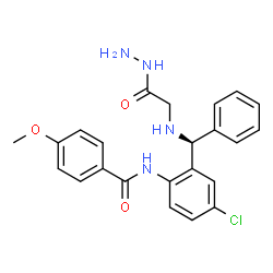 ChemSpider 2D Image | N-{4-Chloro-2-[(S)-[(2-hydrazino-2-oxoethyl)amino](phenyl)methyl]phenyl}-4-methoxybenzamide | C23H23ClN4O3