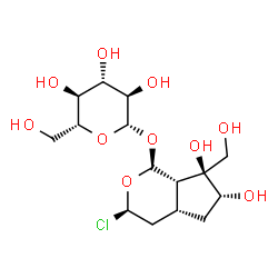 ChemSpider 2D Image | (1R,3R,4aR,6R,7S,7aS)-3-Chloro-6,7-dihydroxy-7-(hydroxymethyl)octahydrocyclopenta[c]pyran-1-yl beta-D-glucopyranoside | C15H25ClO10