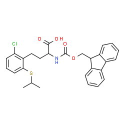 ChemSpider 2D Image | 4-[2-Chloro-6-(isopropylsulfanyl)phenyl]-2-{[(9H-fluoren-9-ylmethoxy)carbonyl]amino}butanoic acid | C28H28ClNO4S
