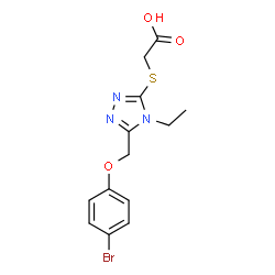 ChemSpider 2D Image | ({5-[(4-Bromophenoxy)methyl]-4-ethyl-4H-1,2,4-triazol-3-yl}sulfanyl)acetic acid | C13H14BrN3O3S