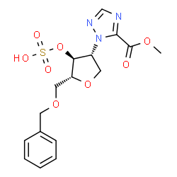 ChemSpider 2D Image | 1,4-Anhydro-5-O-benzyl-2-deoxy-2-[5-(methoxycarbonyl)-1H-1,2,4-triazol-1-yl]-3-O-sulfo-D-arabinitol | C16H19N3O8S