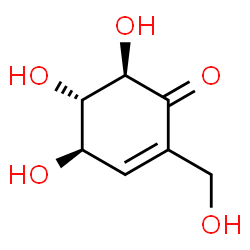 ChemSpider 2D Image | (4R,5S,6R)-4,5,6-Trihydroxy-2-(hydroxymethyl)-2-cyclohexen-1-one | C7H10O5