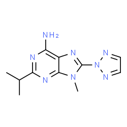 ChemSpider 2D Image | 2-Isopropyl-9-methyl-8-(2H-1,2,3-triazol-2-yl)-9H-purin-6-amine | C11H14N8