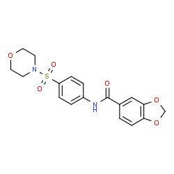 ChemSpider 2D Image | N-[4-(4-Morpholinylsulfonyl)phenyl]-1,3-benzodioxole-5-carboxamide | C18H18N2O6S