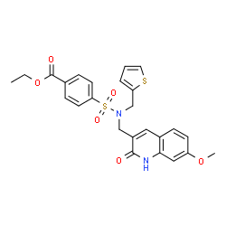 ChemSpider 2D Image | Ethyl 4-{[(7-methoxy-2-oxo-1,2-dihydro-3-quinolinyl)methyl](2-thienylmethyl)sulfamoyl}benzoate | C25H24N2O6S2