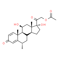 ChemSpider 2D Image | (6alpha,8xi,11beta)-11,17-Dihydroxy-6-methyl-3,20-dioxopregna-1,4-dien-21-yl acetate | C24H32O6