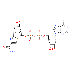 ChemSpider 2D Image | [(2R,3R,5R)-5-(6-Amino-9H-purin-9-yl)-3,4-dihydroxytetrahydro-2-furanyl]methyl [(2R,3R,5R)-5-(4-carbamoyl-1,3-thiazol-2-yl)-3,4-dihydroxytetrahydro-2-furanyl]methyl dihydrogen diphosphate (non-preferr
ed name) | C19H25N7O14P2S