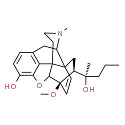 ChemSpider 2D Image | (6beta,18S)-18-[(2R)-2-Hydroxy-2-pentanyl]-6-methoxy-17-methyl-7,8-didehydro-18,19-dihydro-4,5-epoxy-6,14-ethenomorphinan-3-ol | C25H33NO4