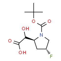 ChemSpider 2D Image | (2R)-[(2S,4R)-4-Fluoro-1-{[(2-methyl-2-propanyl)oxy]carbonyl}-2-pyrrolidinyl](hydroxy)acetic acid | C11H18FNO5