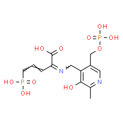 ChemSpider 2D Image | (2Z,3E)-2-[({3-Hydroxy-2-methyl-5-[(phosphonooxy)methyl]-4-pyridinyl}methyl)imino]-5-phosphono-3-pentenoic acid | C13H18N2O10P2