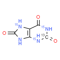 ChemSpider 2D Image | (2-~13~C,1,3,7-~15~N_3_)-7,9-Dihydro-1H-purine-2,6,8(3H)-trione | C413CH4N15N3O3