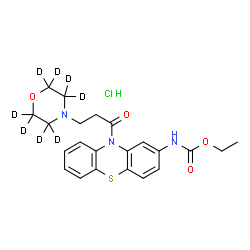 ChemSpider 2D Image | Ethyl (10-{3-[(~2~H_8_)-4-morpholinyl]propanoyl}-10H-phenothiazin-2-yl)carbamate hydrochloride (1:1) | C22H18D8ClN3O4S
