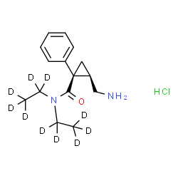 ChemSpider 2D Image | (1S,2R)-2-(Aminomethyl)-N,N-bis[(~2~H_5_)ethyl]-1-phenylcyclopropanecarboxamide hydrochloride (1:1) | C15H13D10ClN2O