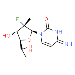 ChemSpider 2D Image | 1-[(5xi)-2,6-Dideoxy-2-fluoro-2-methyl-beta-L-ribo-hexofuranosyl]-4-imino-3,4-dihydro-2(1H)-pyrimidinone | C11H16FN3O4