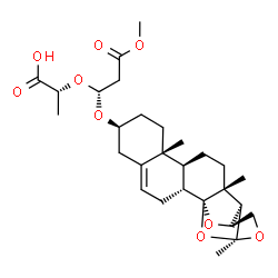 ChemSpider 2D Image | (2R)-2-[(1R)-3-Methoxy-3-oxo-1-{[(1S,2R,7S,10R,11S,14R,15R,16S,19S)-10,14,16-trimethyl-17,20,21-trioxahexacyclo[14.4.1.0~1,14~.0~2,11~.0~5,10~.0~15,19~]henicos-4-en-7-yl]oxy}propoxy]propanoic acid | C28H40O9