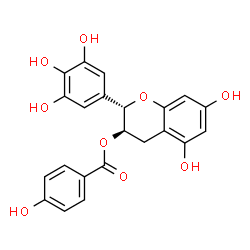 ChemSpider 2D Image | (2S,3R)-5,7-Dihydroxy-2-(3,4,5-trihydroxyphenyl)-3,4-dihydro-2H-chromen-3-yl 4-hydroxybenzoate | C22H18O9