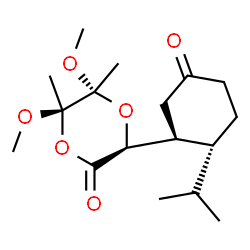 ChemSpider 2D Image | (3S,5R,6R)-3-[(1S,2R)-2-Isopropyl-5-oxocyclohexyl]-5,6-dimethoxy-5,6-dimethyl-1,4-dioxan-2-one | C17H28O6