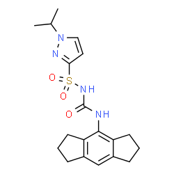 ChemSpider 2D Image | 1-(1,2,3,5,6,7-hexahydro-s-indacen-4-yl)-3-(1-isopropylpyrazol-3-ylsulfonyl)urea | C19H24N4O3S