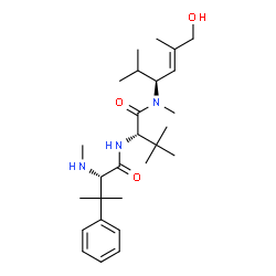 ChemSpider 2D Image | N,beta,beta-Trimethyl-L-phenylalanyl-N-[(3S,4E)-6-hydroxy-2,5-dimethyl-4-hexen-3-yl]-N,3-dimethyl-L-valinamide | C27H45N3O3