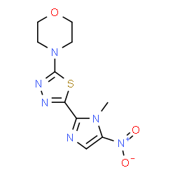 ChemSpider 2D Image | 4-[5-(1-Methyl-5-nitro-1H-imidazol-2-yl)-1,3,4-thiadiazol-2-yl]morpholine | C10H12N6O3S