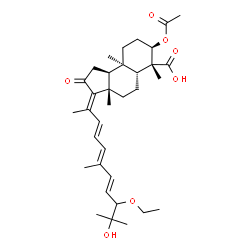 ChemSpider 2D Image | (3E,3aS,5aR,6R,7R,9aR,9bS)-7-Acetoxy-3-[(3E,5E,7E)-9-ethoxy-10-hydroxy-6,10-dimethyl-3,5,7-undecatrien-2-ylidene]-3a,6,9a-trimethyl-2-oxododecahydro-1H-cyclopenta[a]naphthalene-6-carboxylic acid | C34H50O7