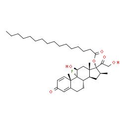ChemSpider 2D Image | (11beta,16beta)-9-Fluoro-11,21-dihydroxy-16-methyl-3,20-dioxopregna-1,4-dien-17-yl palmitate | C38H59FO6