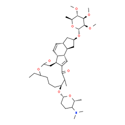 ChemSpider 2D Image | (2R,3aS,5aR,5bS,13S,16aS,16bR)-13-{[(2R,6R)-5-(Dimethylamino)-6-methyltetrahydro-2H-pyran-2-yl]oxy}-9-ethyl-14-methyl-7,15-dioxo-2,3,3a,5a,5b,6,7,9,10,11,12,13,14,15,16a,16b-hexadecahydro-1H-as-indace
no[3,2-d]oxacyclododecin-2-yl 6-deoxy-2,3,4-tri-O-methyl-alpha-L-mannopyranoside | C41H65NO10
