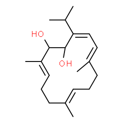 ChemSpider 2D Image | (3Z,5E,9E,13E)-3-Isopropyl-6,10,14-trimethyl-3,5,9,13-cyclotetradecatetraene-1,2-diol | C20H32O2