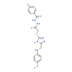 ChemSpider 2D Image | N'-{[(5-{[(4-Methoxyphenyl)amino]methyl}-4-methyl-4H-1,2,4-triazol-3-yl)sulfanyl]acetyl}-4-methylbenzohydrazide | C21H24N6O3S