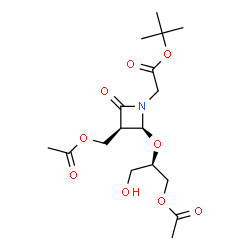 ChemSpider 2D Image | 2-Methyl-2-propanyl [(2S,3R)-2-{[(2R)-1-acetoxy-3-hydroxy-2-propanyl]oxy}-3-(acetoxymethyl)-4-oxo-1-azetidinyl]acetate | C17H27NO9