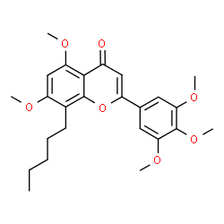 ChemSpider 2D Image | 5,7-Dimethoxy-8-pentyl-2-(3,4,5-trimethoxyphenyl)-4H-chromen-4-one | C25H30O7