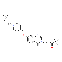 ChemSpider 2D Image | 2-Methyl-2-propanyl 4-{[(3-{[(2,2-dimethylpropanoyl)oxy]methyl}-6-methoxy-4-oxo-3,4-dihydro-7-quinazolinyl)oxy]methyl}-1-piperidinecarboxylate | C26H37N3O7