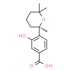 ChemSpider 2D Image | 3-Hydroxy-4-[(2R)-2,6,6-trimethyltetrahydro-2H-pyran-2-yl]benzoic acid | C15H20O4