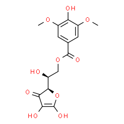 ChemSpider 2D Image | 6-O-(4-Hydroxy-3,5-dimethoxybenzoyl)-L-threo-hex-1-enofuranos-3-ulose | C15H16O10